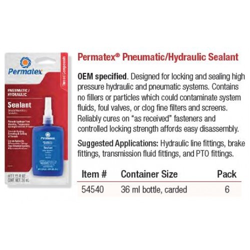 Permatex 54540 Permatex Pneumatic / Hydraulic Sealant- 36ml Bottle (54540)